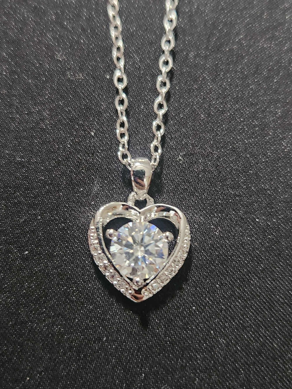 Moissanite Silver Heart Pendant Necklace with Certification